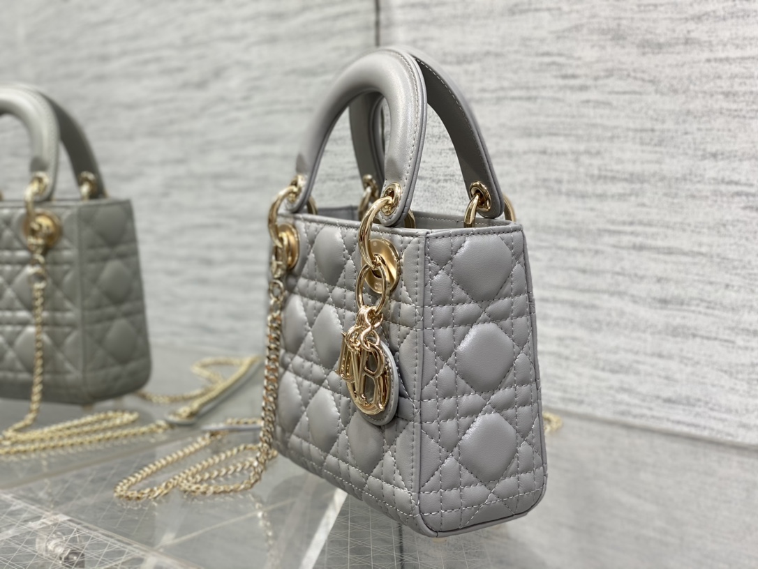 Mini Lady Dior Bag Gray Cannage Lambskin